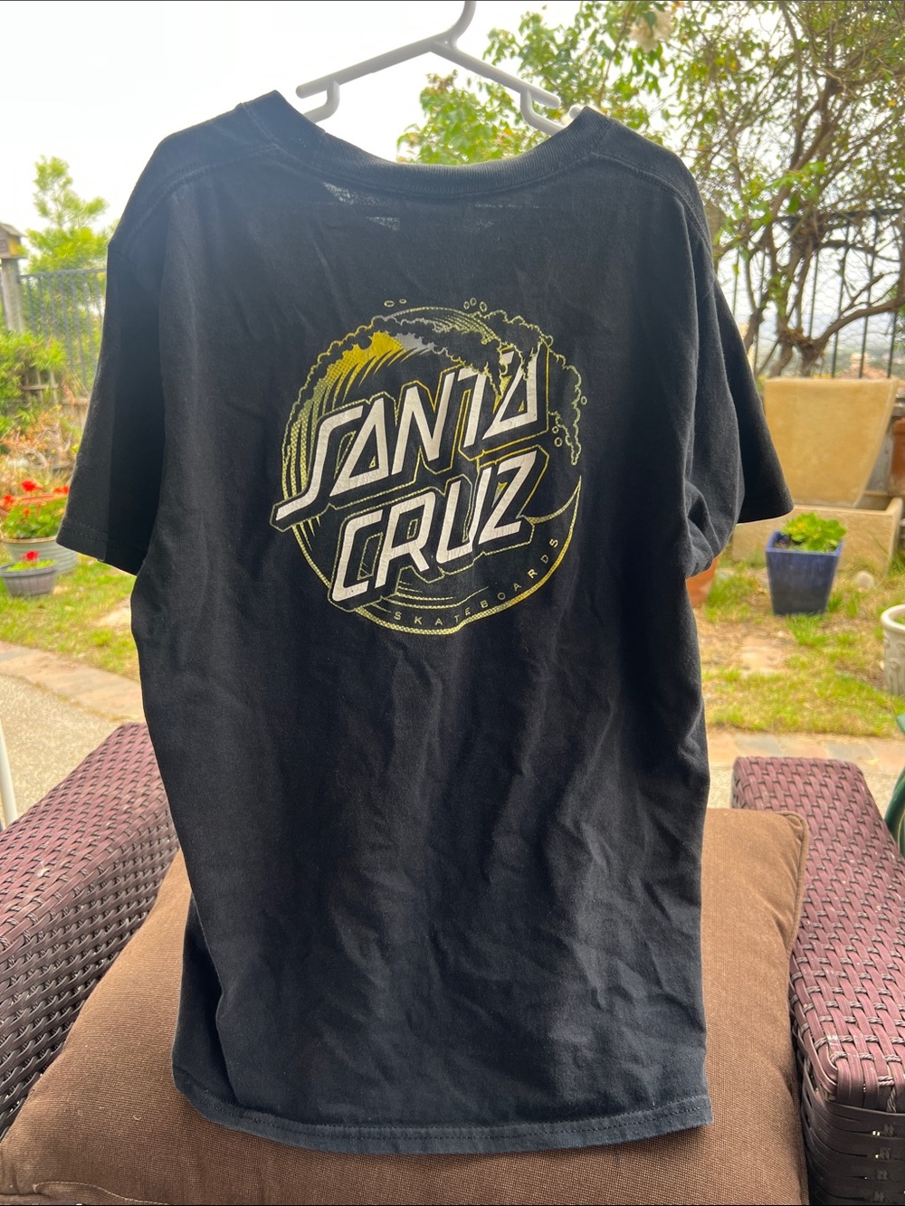 Santa Cruz Skateboards Black Tee with Yellow Logo